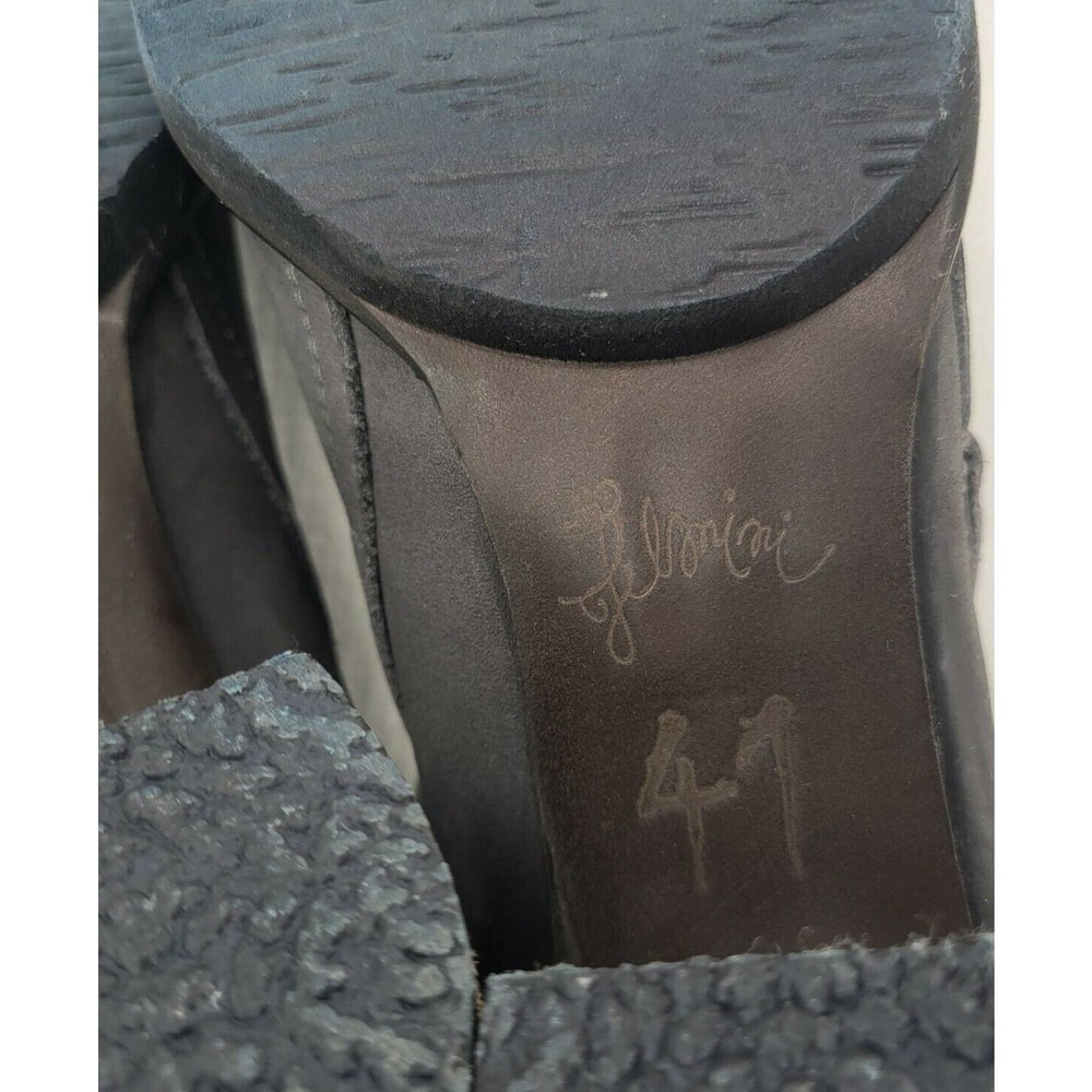 Felmini Distressed Leather Boot Size 41 Gray Snakeskin Stacked Heel Zip - Picture 11 of 12